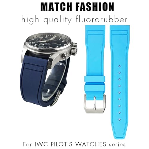 Bracelet montre FKM premium pour IWC Big Pilot en caoutchouc noir 22mm