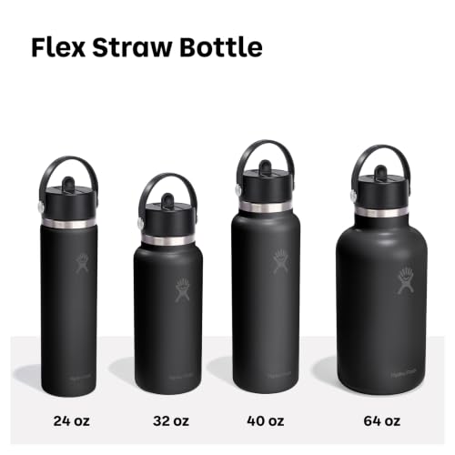 Image of Hydro Flask Water Bottle - Insulated Stainless Steel - Wide Mouth Flex Straw Lid, Non Spill, Leakproof and Refillable in 32 Oz Deep Teal