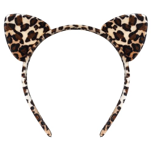 QXDBNXQ Cheetah Ears Leopard Ears Headband Cat Ears Cheetah Print Ear Costume Accessories for Women Adult for Halloween Animal Themed Party
