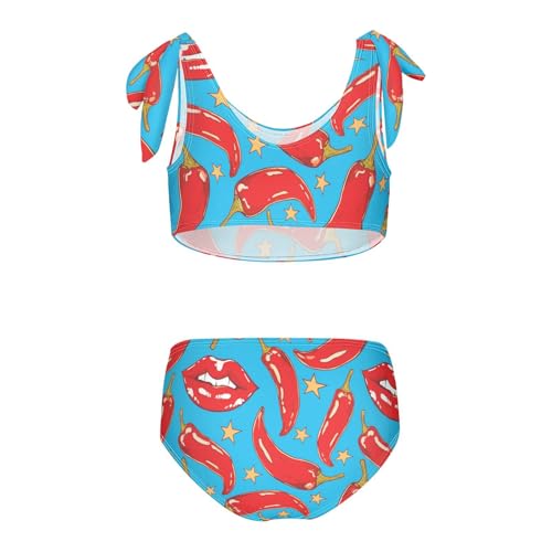 Wusikd Lips Chili Peppers Girls Swimsuits Two Piece Stars Swimwear Bikini Set for for Girls Size 3T2