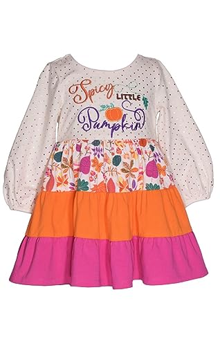 Bonnie Jean Girls 3M-16 Pink Orange Tiered Thanksgiving Harvest Dress3