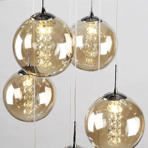 Suspensions LED créatives en verre pour escalier duplex et grand salon moderne