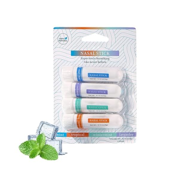 Nasal Stick Boost Energy Set, Nose Inhaler Stick, Nasal Stick, Nasal Stick Inhaler, Natural Mint Nasal Sticks for Breathing (Set of 4)
