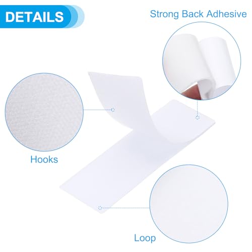 Image of PATIKIL 2 inch x 6 inch Hook and Loop Strips, 10 Pcs Rectangle Strong Tape Double Sided Adhesive Sticky Fastener Back Mounting Tape for Home or Office Use, Indoor & Outdoor Use, White