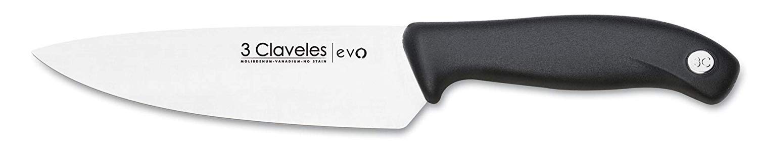 3 Claveles EVO zestaw noży do warzyw 9 cm + kuchnia 13,5 cm + Santoku 18 cm, stal nierdzewna, uchwyt polipropylenowy, lekki i wytrzymały