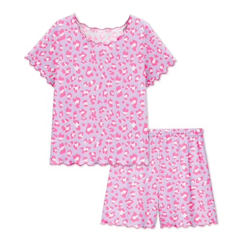 LQSZ Girls Pajamas Set Short Sleeve Summer Kids Lounge Set Soft Sleepwear Pjs Sets for 3-10 Years