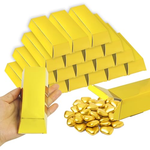 20 Unidades Caja de Dulces en Forma de Lingotes de Oro, Caja de Regalo de Imitación de Oro, Caja de Plástico para Fiestas, Decoración de Cumpleaños y Eventos Temáticos, pirata cajitas caramelos