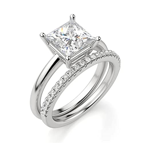 Princess Cut Bridal Set Moissanite Engagement Rings for Women 10K/14k/18K Gold Ring 8 Style Platinum Plated Silver Princess Moissanite Rings
