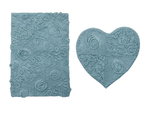 Home Weavers Modesto - Alfombra de baño de algodón Absorbente, Suave, Lavable a máquina, 21 x 34 Pulgadas, Color Azul