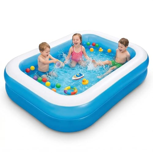 Image of EYUVAA LABEL Kids Swimming Pool Inflatable Baby Pool for 0-3 Years 7.5 Feet 3-Ring Round Pool with Soft Inflatable Bottom Baby Bath Tub for Indoor, Balcony & Garden Play