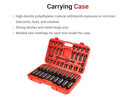 Image of TEKTON 1 /2 Inch Impact Socket Set, 57-Piece | SID92401 | (10 - 36 mm), Shallow and Deep, 6-Point, Case