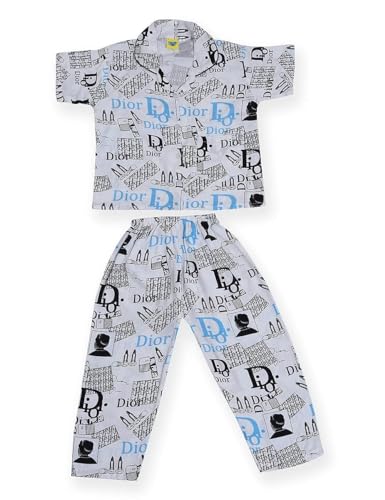 Image of A Little Swag Cotton Printed Night Dress Soft Night Suit Sleepwear Nightwear Set Unisex Kids Wear