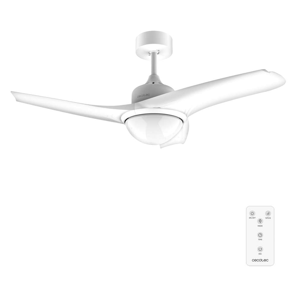 Cecotec Ventilador de Techo con Mando a Distancia, Temporizador y Luz LED EnergySilence Aero 460. 49 W, 106 cm de Diámetro, 3 Aspas, 3 Velocidades, Función Invierno, Diseño en blanco