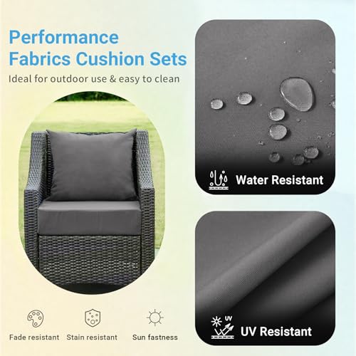 Image of IPYNBAP Outdoor Cushions for Patio Furniture,Outdoor Seat Cushion Set 24 x 24 x 5.75 Inch,Waterproof & Fade Resistant Outdoor Chair Cushions,Deep Patio Chair Cushion with Removable Cover,Dark Grey