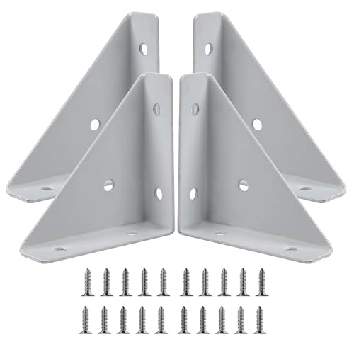 Lot de 4 Équerres d'Angle pour Lit/Bureau - Support de Fixation Triangulaire Blanc - Connecteur...