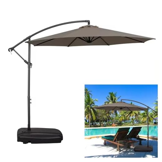 Ombrelone Com Base 55L Lateral Suspenso Para Piscina Jardim Mali Cinza Quente - AMZ