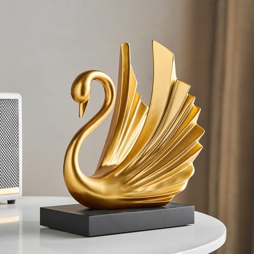 Estatua moderna de cisne dorado decorativa 10.43 in miniatura 6