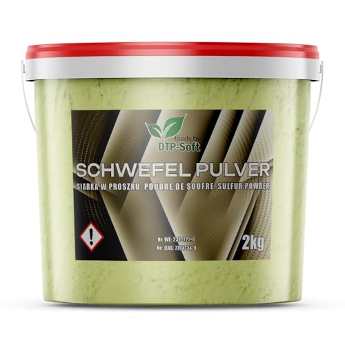 DTP-SOFT Schwefel Schwefelpulver Anorganisch 99 9% Sulfur fein gemahlen im Eimer (2KG)