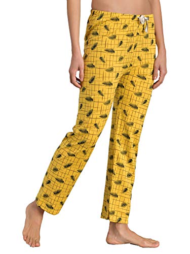 Image of KOTTY Yellow Cotton Printed Women Pyjama