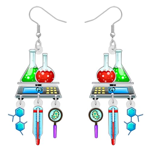 HUAGEO Acrílico Multicolor Química Experimento Tubos de Vidrio de Prueba Pendientes Volver a la Escuela Colgante Novedad Joyería Para Mujeres Charms Regalos (Colorido)