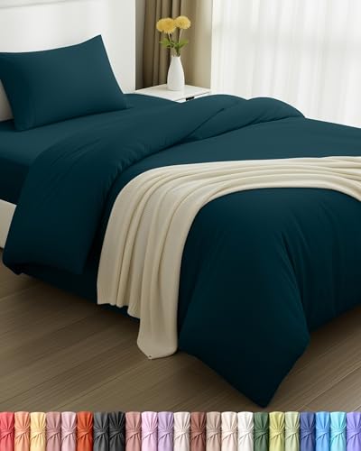 Utopia Bedding 3 Piece Single Bedding Set - Duvet Cover, Fitted Sheet with Pillow case - Soft Brushed Microfiber (Teal)
