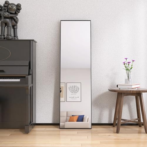 Specchio per tutto il corpo, 140 x 40 cm, specchio da pavimento e specchio da parete con cornice in alluminio, vetro antiurto per riflessi senza distorsioni, specchio tutto il corpo per soggiorno