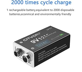 CITYORK Batteria 9V 1200mAh(2 Pack), PP3/MN1604/6F22/6LR61 Batteria ricaricabile al litio USB, con porta di ricarica micro USB, adatta per rilevatori di fumo, stufa a gas, chitarra, tastiera e altro