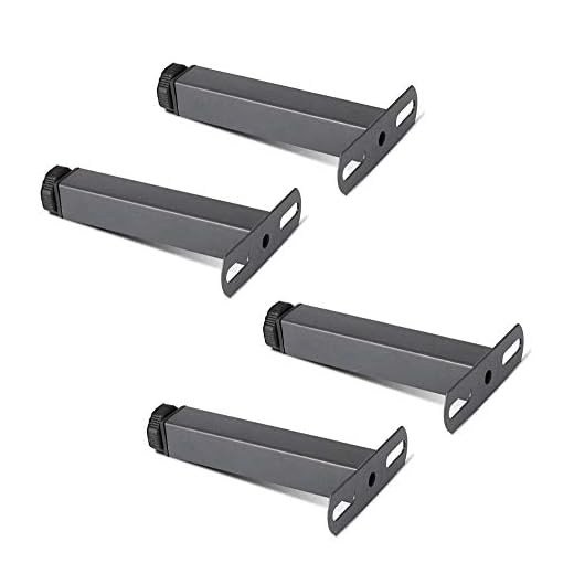 Bordsben Metall Svart, Höjdjusterbar 22mm Möbelben DIY Projekt Sängbenstöd Fötterram Tillbehör T-formad med skruvar Fötterbotten Halkfri Hård fotplatta (4st), 35cm