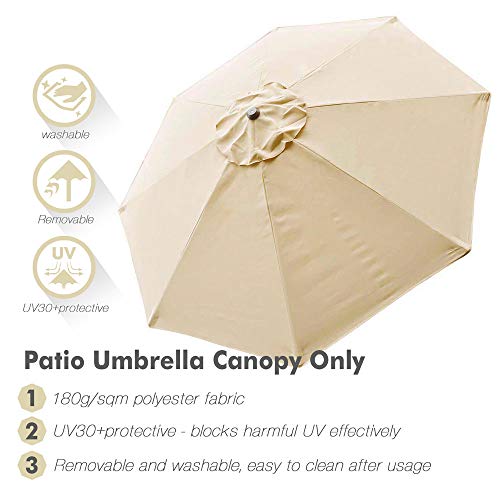 Yescom 9Ft Uv30+ Umbrella Replacement Canopy Sunshade Top Cover For Outdoor Yard Garden Patio Beach Poolside Deck Market #TOP3