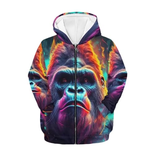 Cool Boys Zip Up Hoodies Graphic Sweatshirts with Kangaroo Pocket Loose Zipper Winter School Outfits