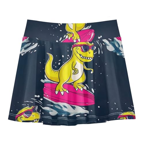 Joisal Cartoon Rex Pink Surfboard Navy Girls Skorts Athletic Shorts Tennis Skirts for Kids Print Flowy Skort 3t2