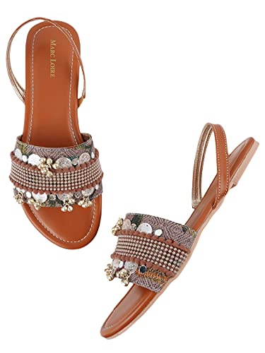 Image of Marc Loire Women's Embroidered and Embellished Flat Fashion Sandals