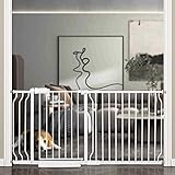 BELABB Extra Wide Baby Gate Tension Indoor Safety Gates White Metal Large Pet Gate Pressure Mounted