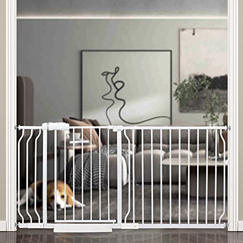 Belabb Extra Wide Baby Gate Tension Indoor Safety Gates White Metal Large Pet Gate Pressure Mounted Walk Through Long Dog Gate For The House Doorways Stairs (62.2 Inch-66.9 Inch/158Cm-170Cm, White) #TOP5
