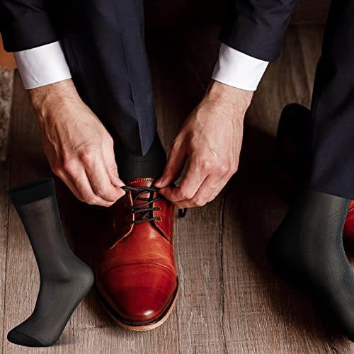 JenPen 12 Pairs Men Ultra Thin Dress Socks Silk Sheer Soft Nylon Business Summer Sheer Man Breathable Crew Socks