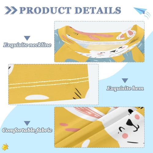 Boys Short Sleeve T-Shirts Cartoon Rabbit Cute Rashguard Kids Swim Shirts Sun UPF 50+3