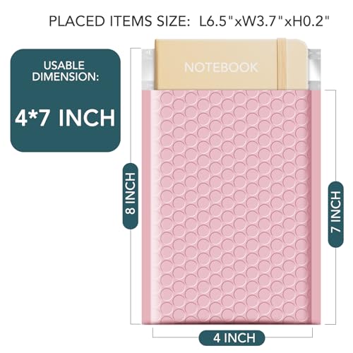 Image of METRONIC Bubble Mailers 4x8 200 Pack Light Pink Waterproof Padded Mailers | Usable Size 4x7 Self Seal Padded Envelopes for Small Business Packaging Bubble Envelopes for Jewelry, Shipping Supplies