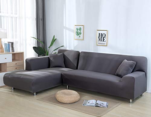Sofa Slipcover 1 Pcs with Pillowcase (Buy 1 Pcs for 3/4 Seater Sofa,Buy 2/3 Pcs for L / U Shape Sofa)(Measure Before Purchase)-Sectional Sofa Cover Softness Furniture Fabric Stretch Couch Covers