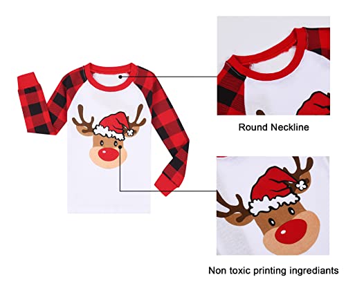 Benaive Christmas Pajamas Set Boys Girls, Holiday Pjs for Boy Cotton Pajama, 2-Piece Children Kids Sleepwear Pants Set (Reindeer, Multicolor, 7) - image 5