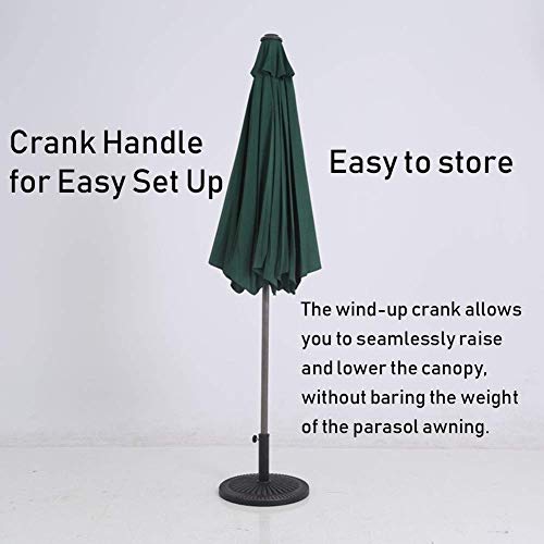Parasol de marché 9ft en toile vert foncé durable pour table de cour arrière - 2
