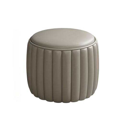 ラウンドスツール 丸い椅子 靴交換ベンチ ミニソファー 天然木製フレーム オットマン 足置き 脚置きプチスツール 化粧椅子 低い スツールチェア 丸型 円形 簡易 家具 小物 持ち運びやすい (30*30CM,グレー)