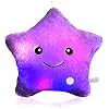 Kids Decorative Pillow,Cute Star LED Light Up Pillow Gift for Girls Women Birthday Unique Throw Pillows Bedroom Couch Office Lumbar Back Cushion Purple Plush Pillow Stuffed Toy