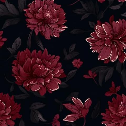 Laatse Dark Floral Peel and Stick Wallpaper Vintage Floral Wallpaper Boho Self Adhesive Mural Black Flowers Contact Paper Vinyl Waterproof Wall Paper for Kitchen Shelf Countertop 17.5in x118in Cover