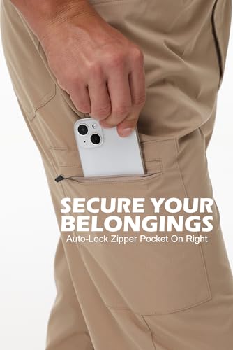 Men's Slim Fit Casual Pants Ripstop Lightweight Water Resistant Cargo Utility Work Pant Straight Leg4