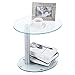 Rfiver Oval Clear Coffee Table End Table Top Small Side Table Corner Table for Living Room Bedroom Office Tempered Glass, ET3001