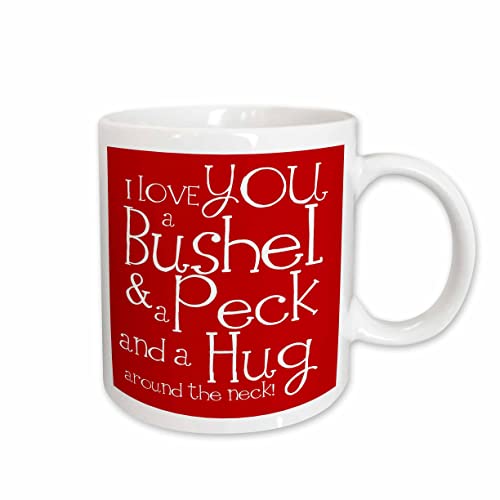 3dRose mug_193475_2 I Love You a Bushel and a Peck Red Ceramic Mug, 15-Ounce