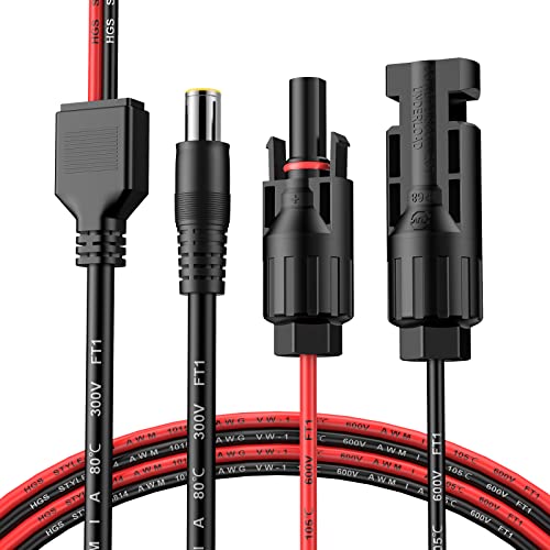 GARLLEN 1.8m Cable Solar a Cable Adaptador 14AWG DC 8mm para Panel Solar Fotovoltaico IP68 Impermeable con Conectores Hembra y Macho Cover