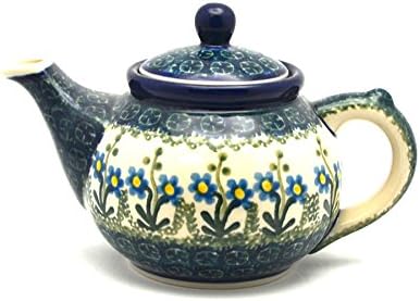 Polish Pottery Teapot - 14 oz. - Blue Spring Daisy