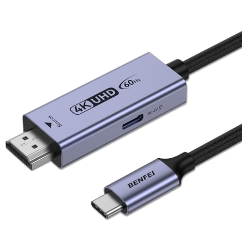 BENFEI Cable HDMI a USB C 1.8 Metro 4K@60Hz, Adaptador unidireccional HDMI (Fuente) a USB C (Pantalla) para MacBook, Steam Deck, PS5/4, Nintendo Switch, AR/XR, monitores portátiles
