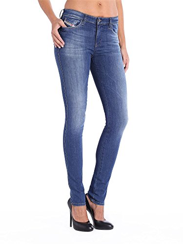 Jean Skinzee pour Femme Diesel 0826F en denim stretch bleu coupe slim